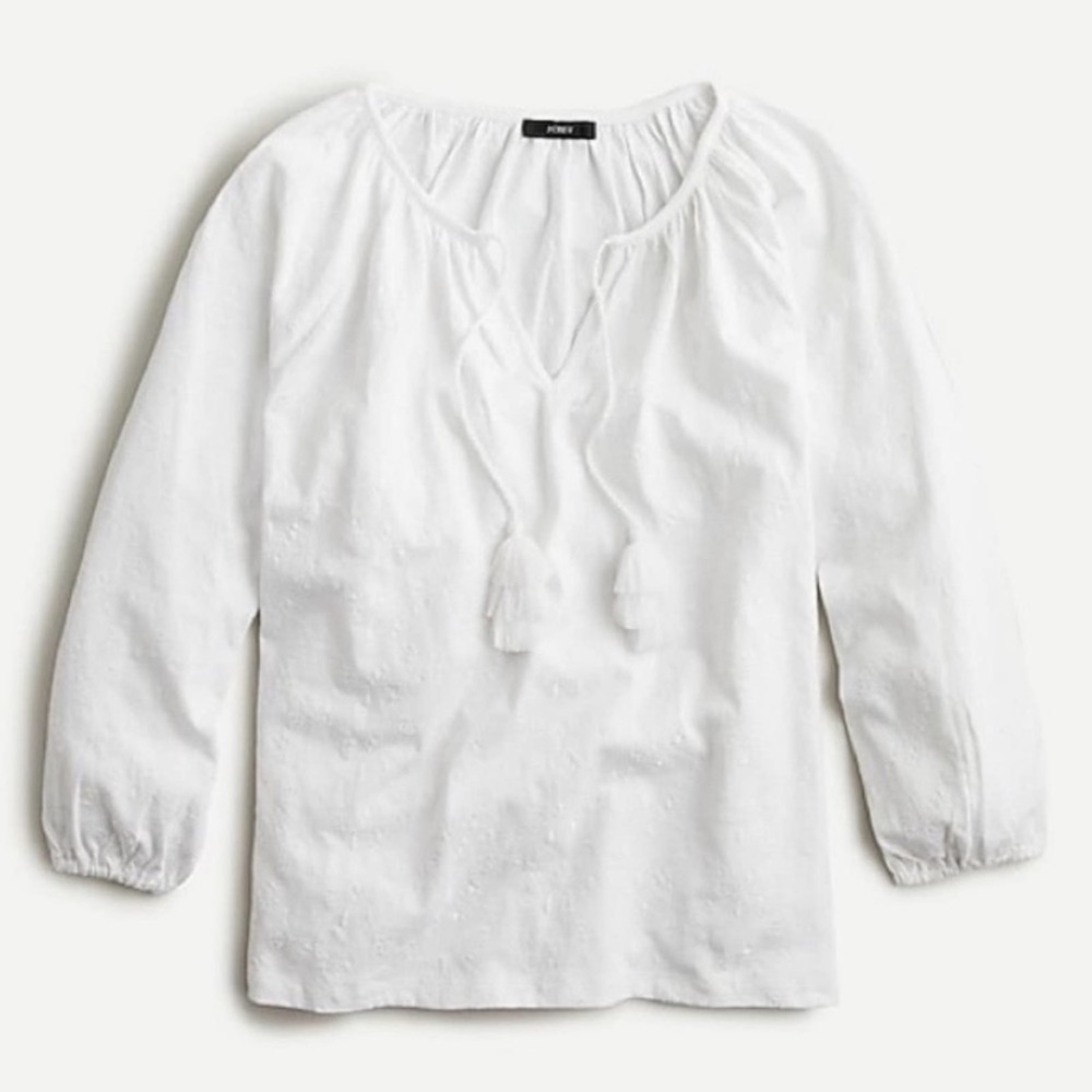 JCrew Embroidered Knit Peasant Shirt